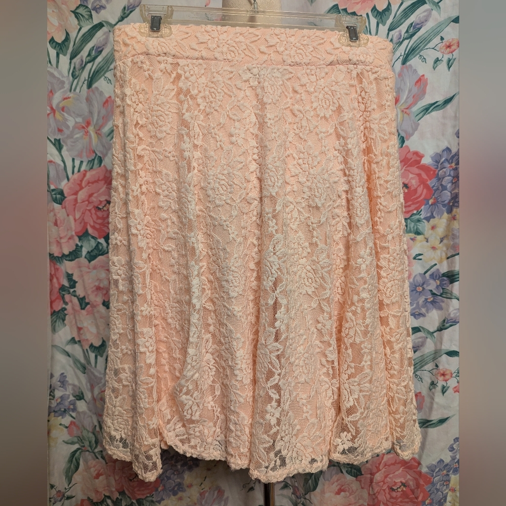 Myth brand knee length peach pink flare skirt, Size L